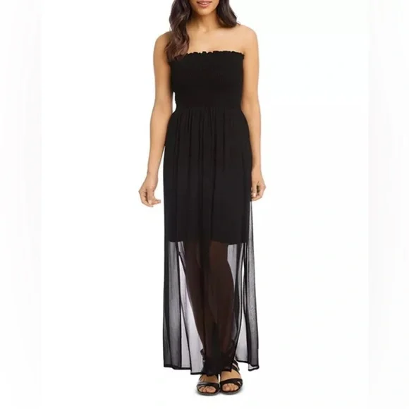 Karen Kane Smocked Semi Sheer Maxi Dress - Picture 4 of 7